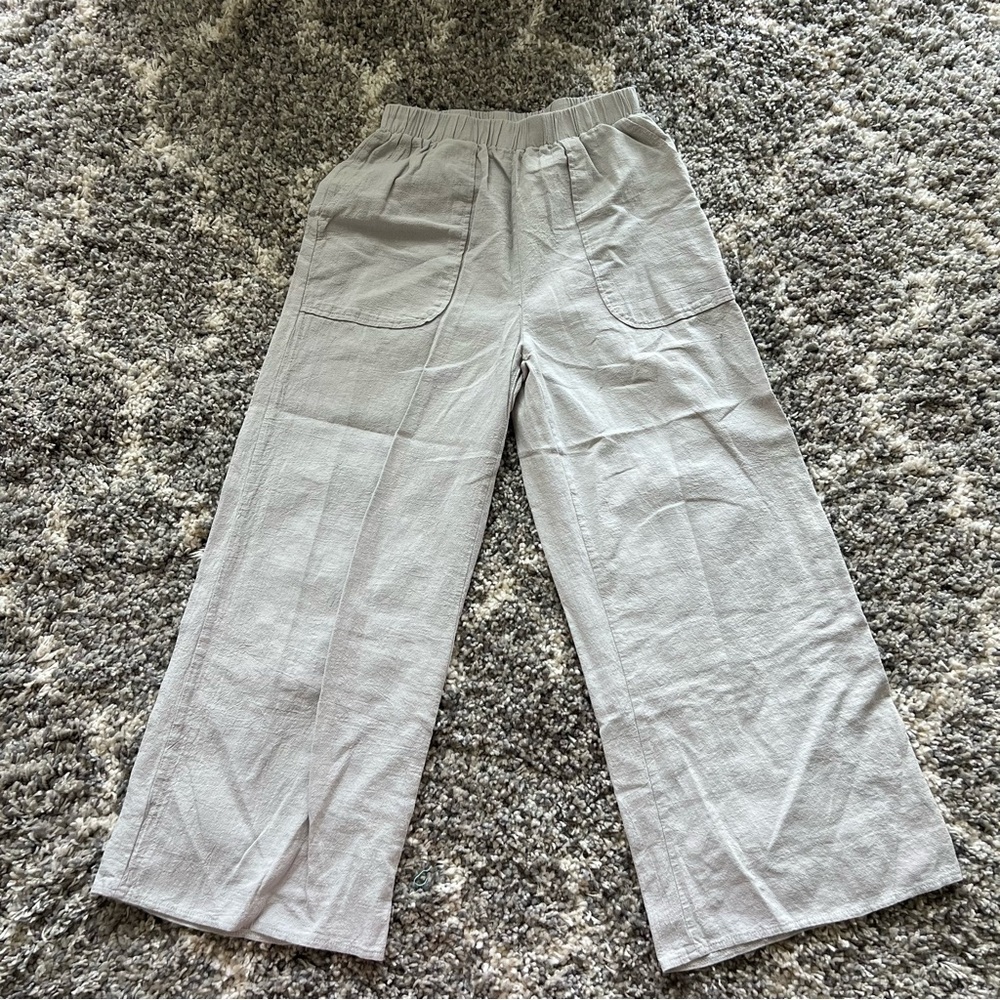 Wide leg linen ankle pants